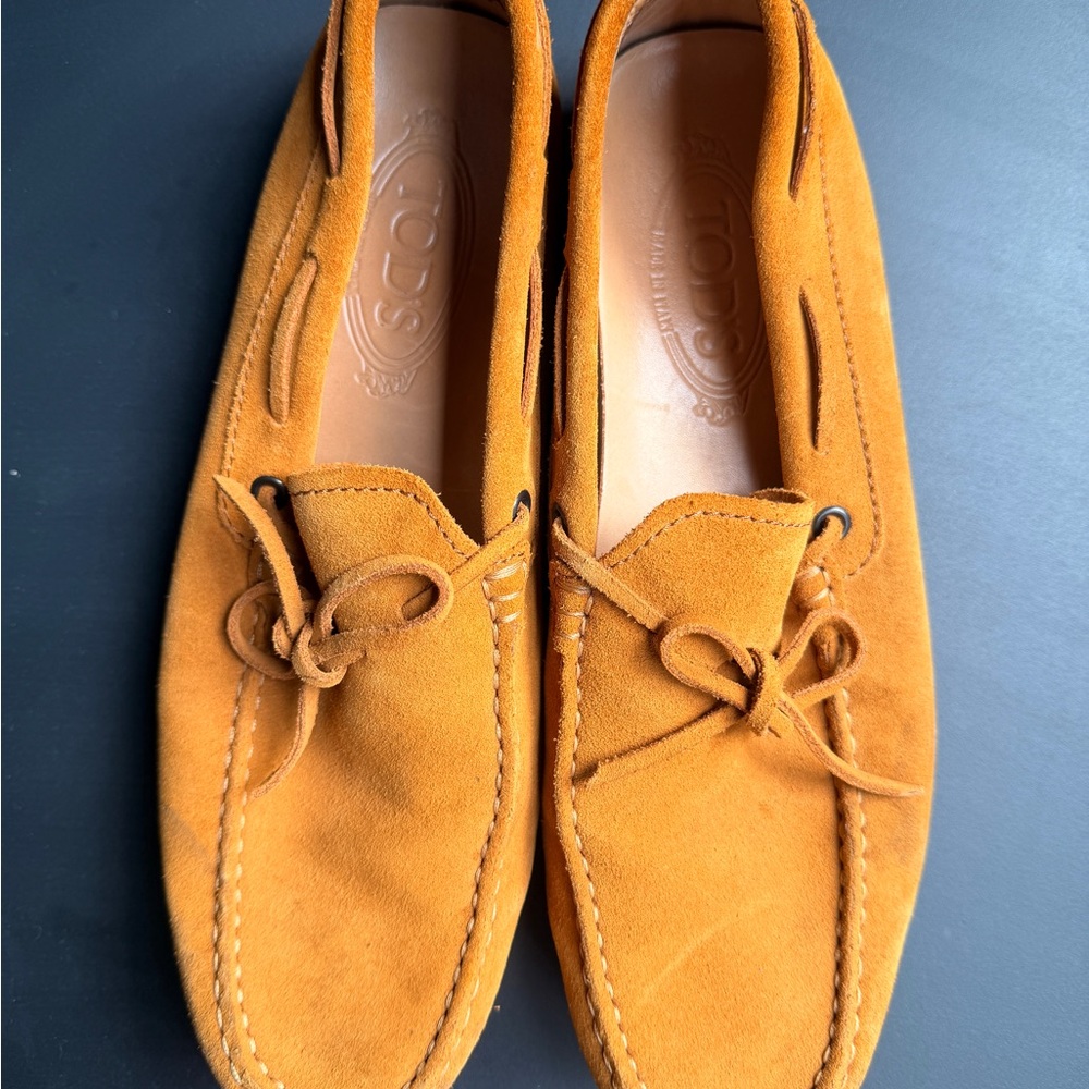 Tod's Mustard Suede Loafers for Men